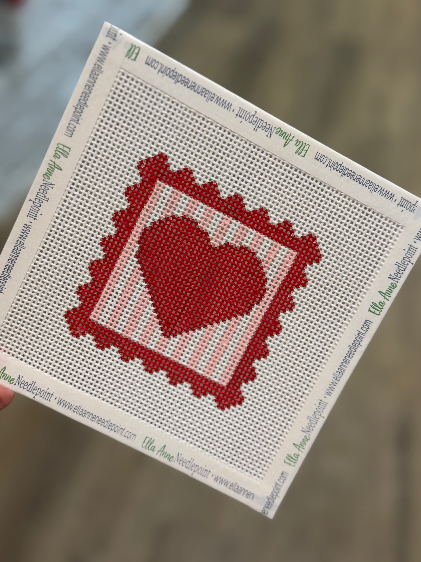 Heart with Stripes Postage Stamp Red| Beginner Canvas