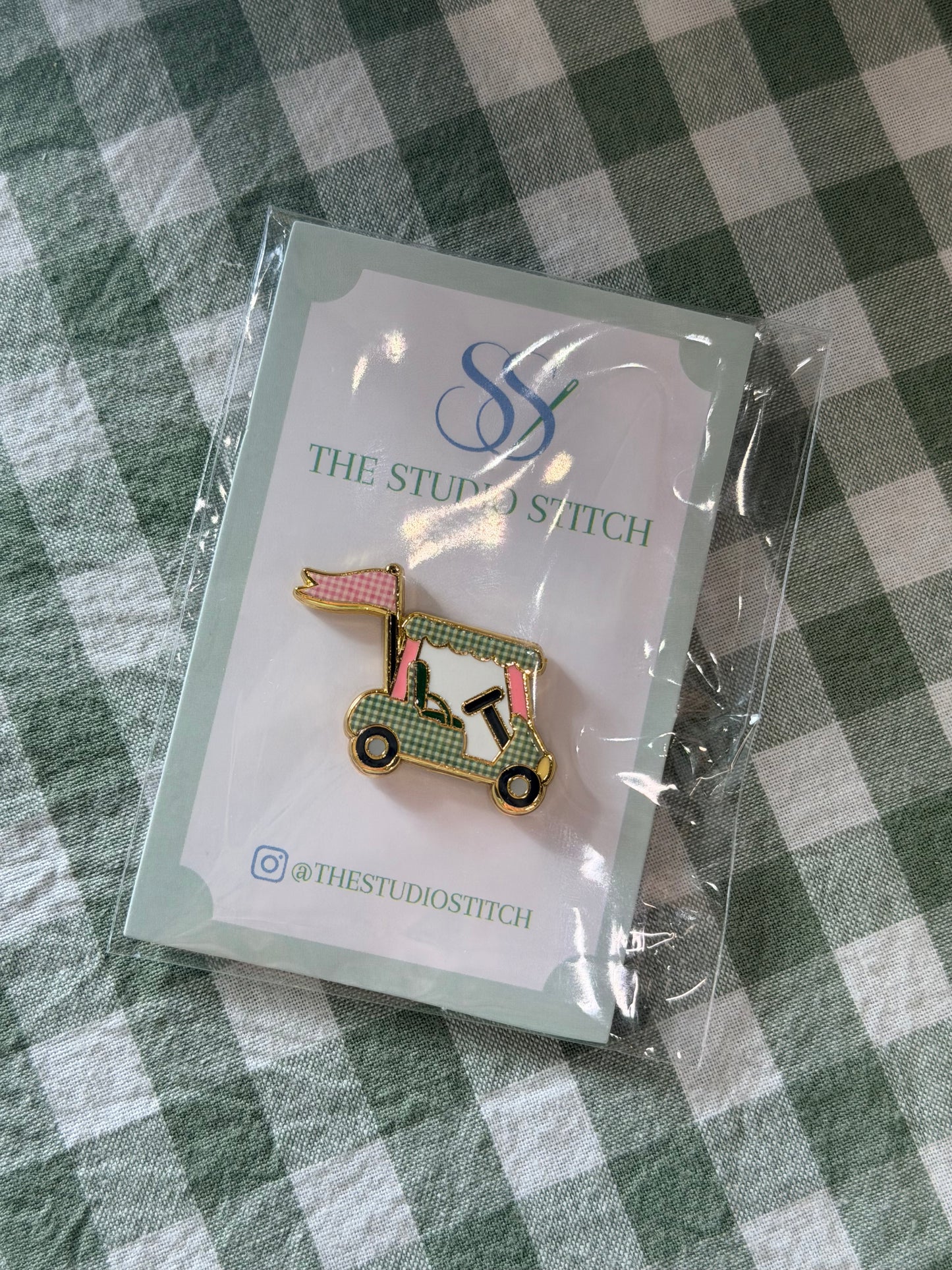 Pink and Green Golf Cart Needle Minder