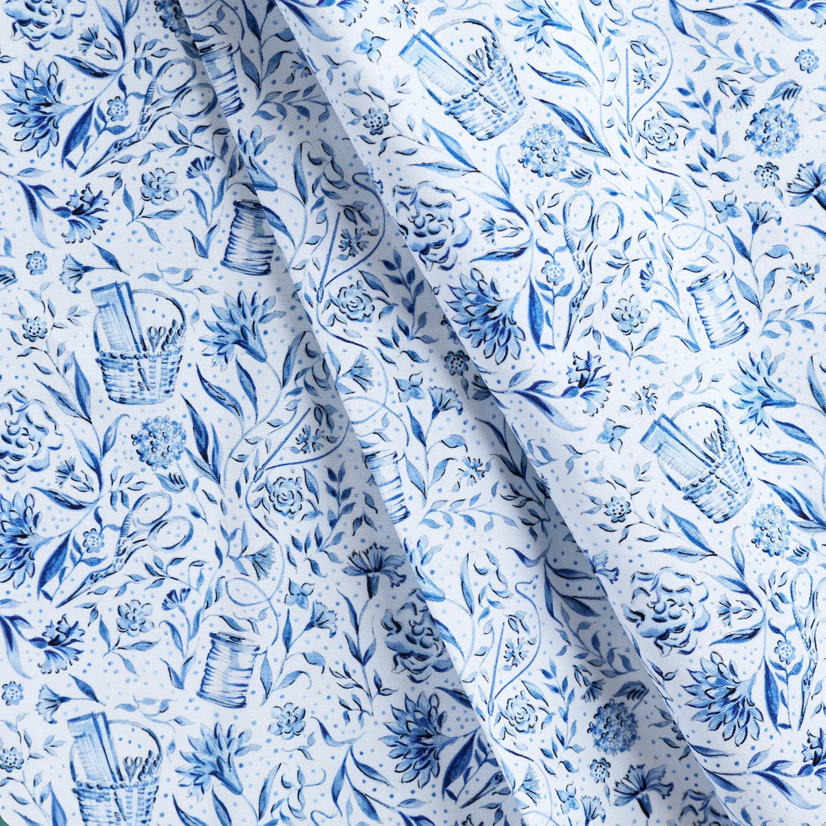 Blue Needlepoint Print Fabric 8"x8"