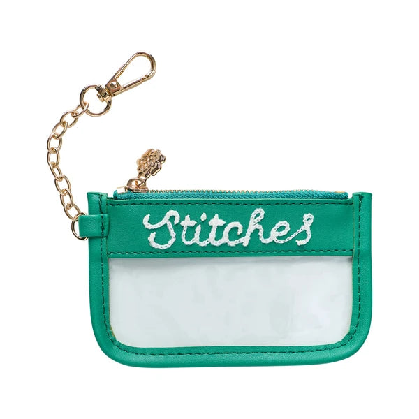 Mini Green Stitches Clear Zip Pouches