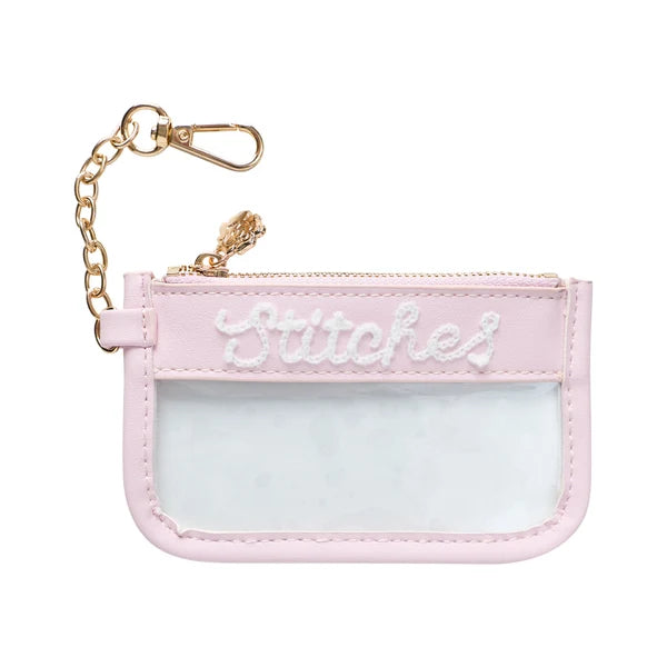 Mini Pink Stitches Clear Zip Pouches