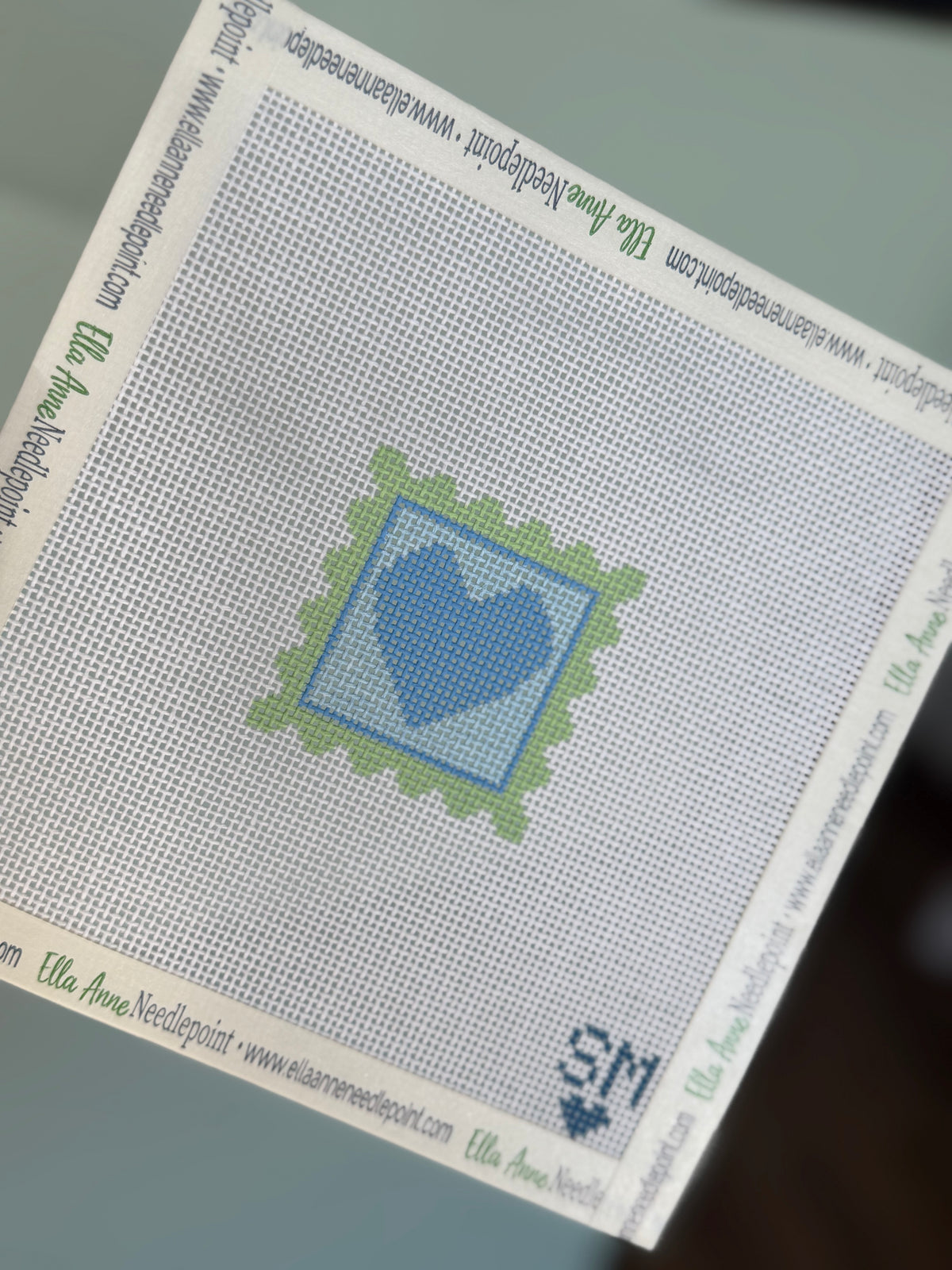 Heart Stamp Blue & Green Canvas