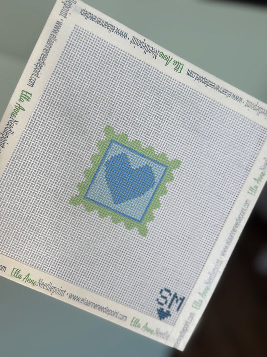 Heart Stamp Blue & Green Canvas