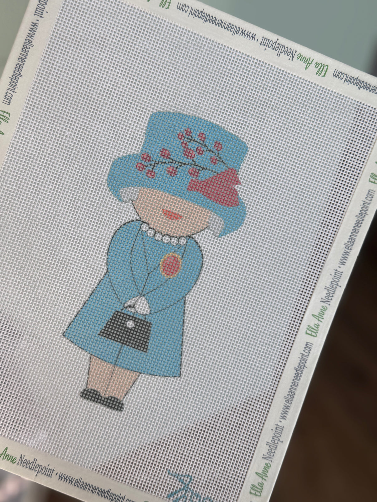 Elizabeth's Closet Needlepoint Canvas Blue Dress