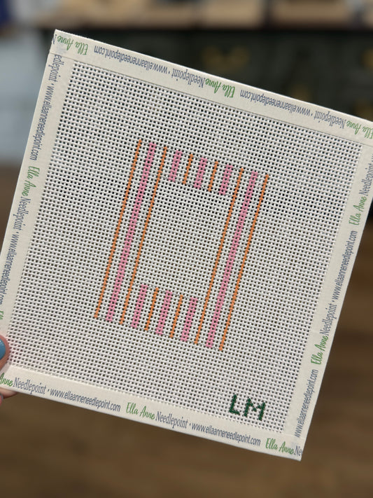 Polaroid Frame Canvas: Pink and Orange Stripe