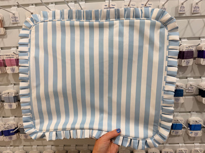 Light Blue Stripe Ruffle Carryall Project Bag