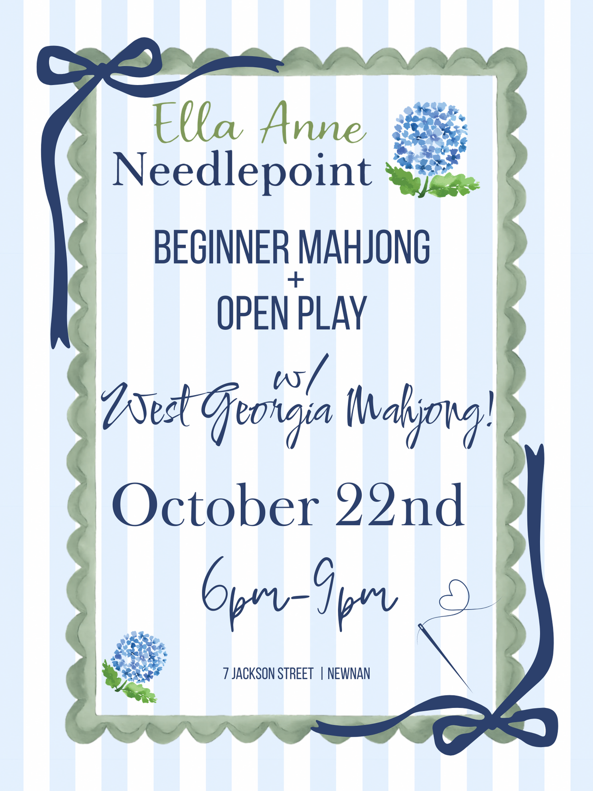 Mahjong 101 + Open Play with West GA Mahjong October 22nd 6PM (MUST USE LINK BELOW TO SIGN UP)