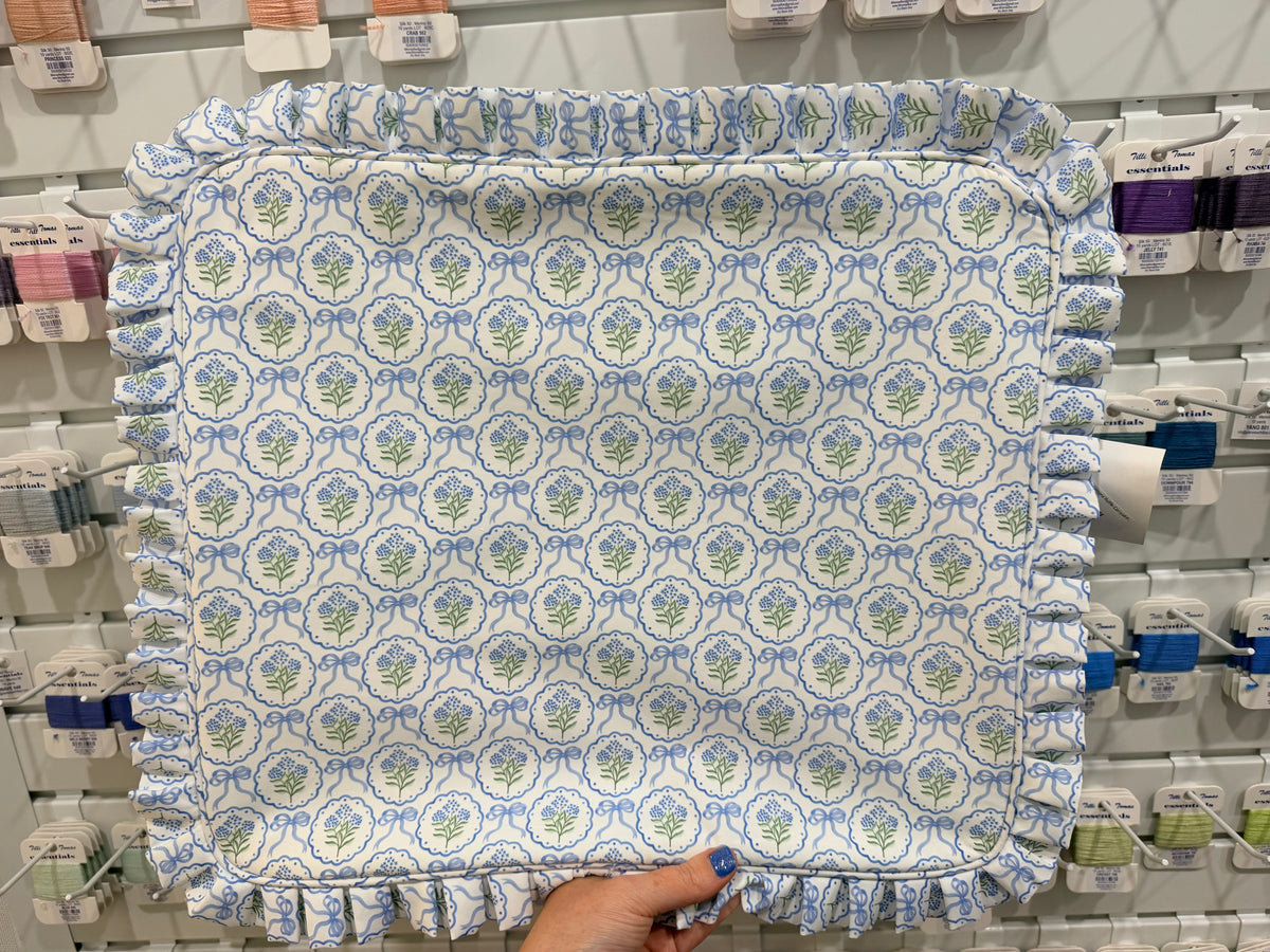 Blue Scallop Floral Hydrangea Ruffle Carryall Project Bag