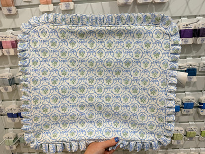 Blue Scallop Floral Hydrangea Ruffle Carryall Project Bag