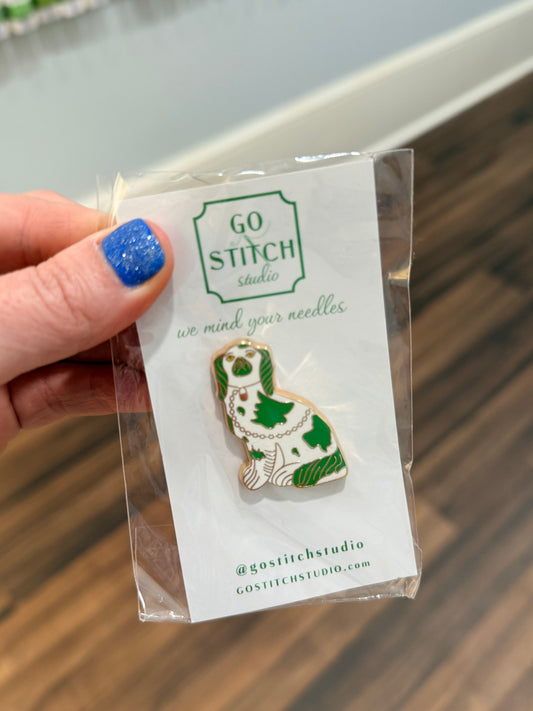 Green Staffordshire Dog Needle Minder