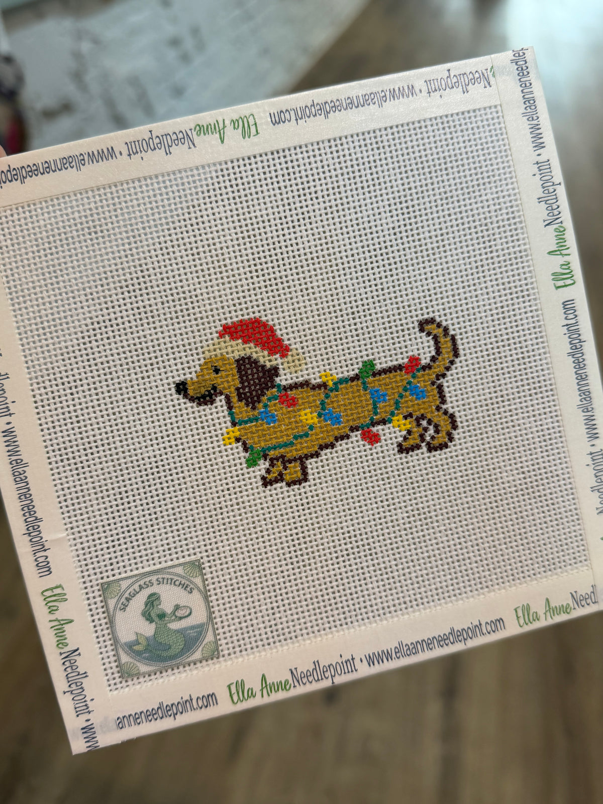 Christmas Dachshund | Santa Hat and Lights