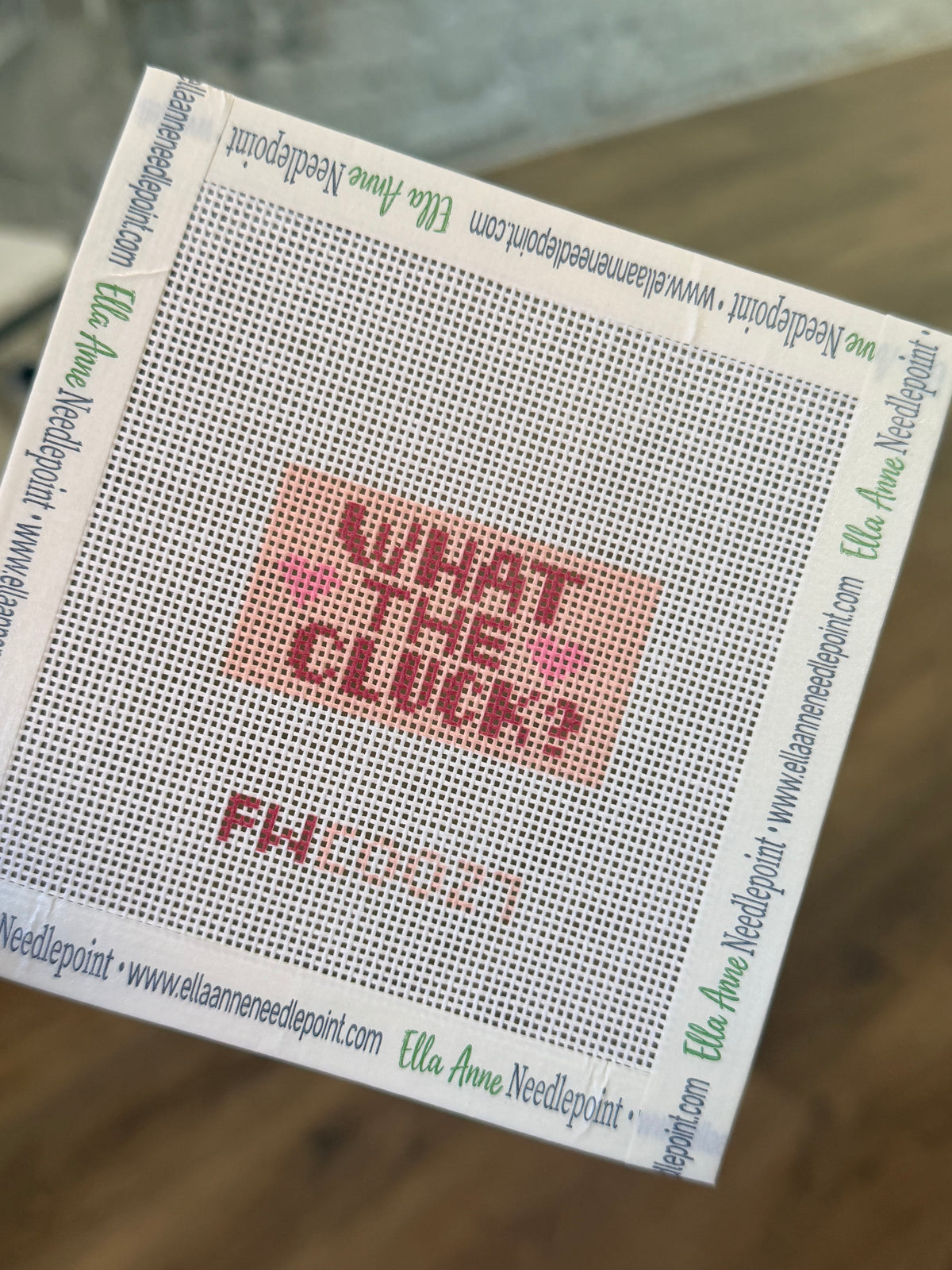 What the Cluck Pink Mini Needlepoint Canvas