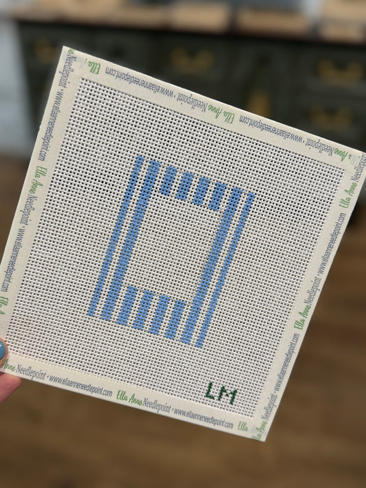 Polaroid Frame Canvas: Blue and White Stripe