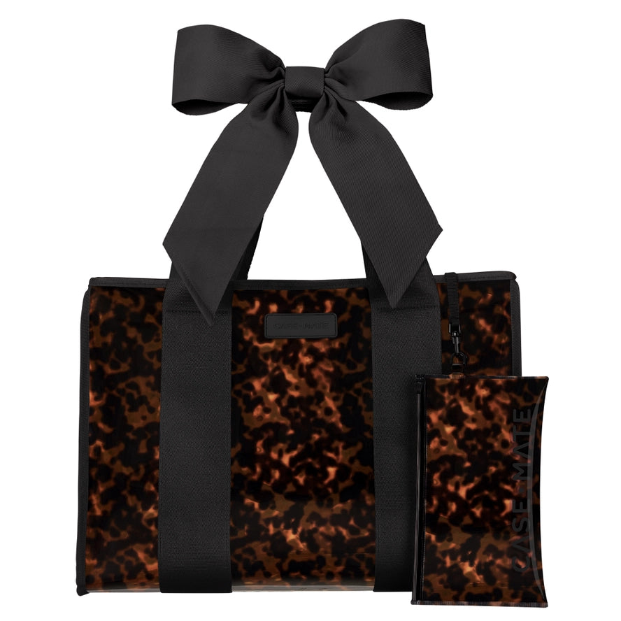 Case-Mate Tortoiseshell Bow Jelly Tote Bag + Insert Organizer