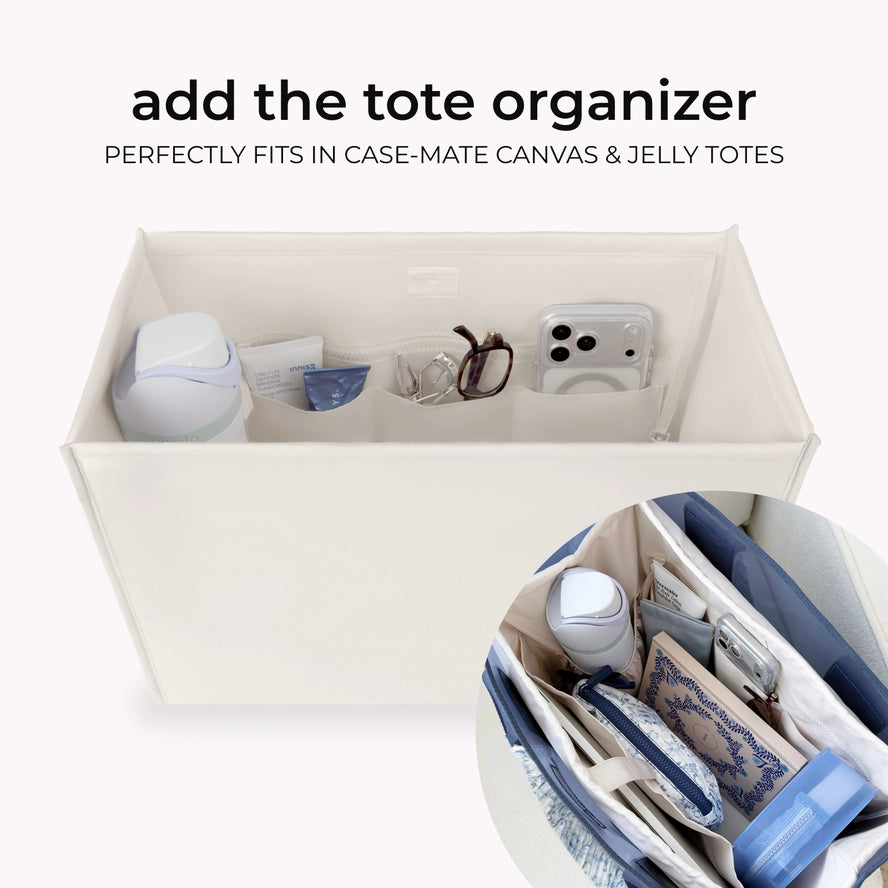 Case-Mate Latte Gingham Bow Jelly Tote Bag + Insert Organizer