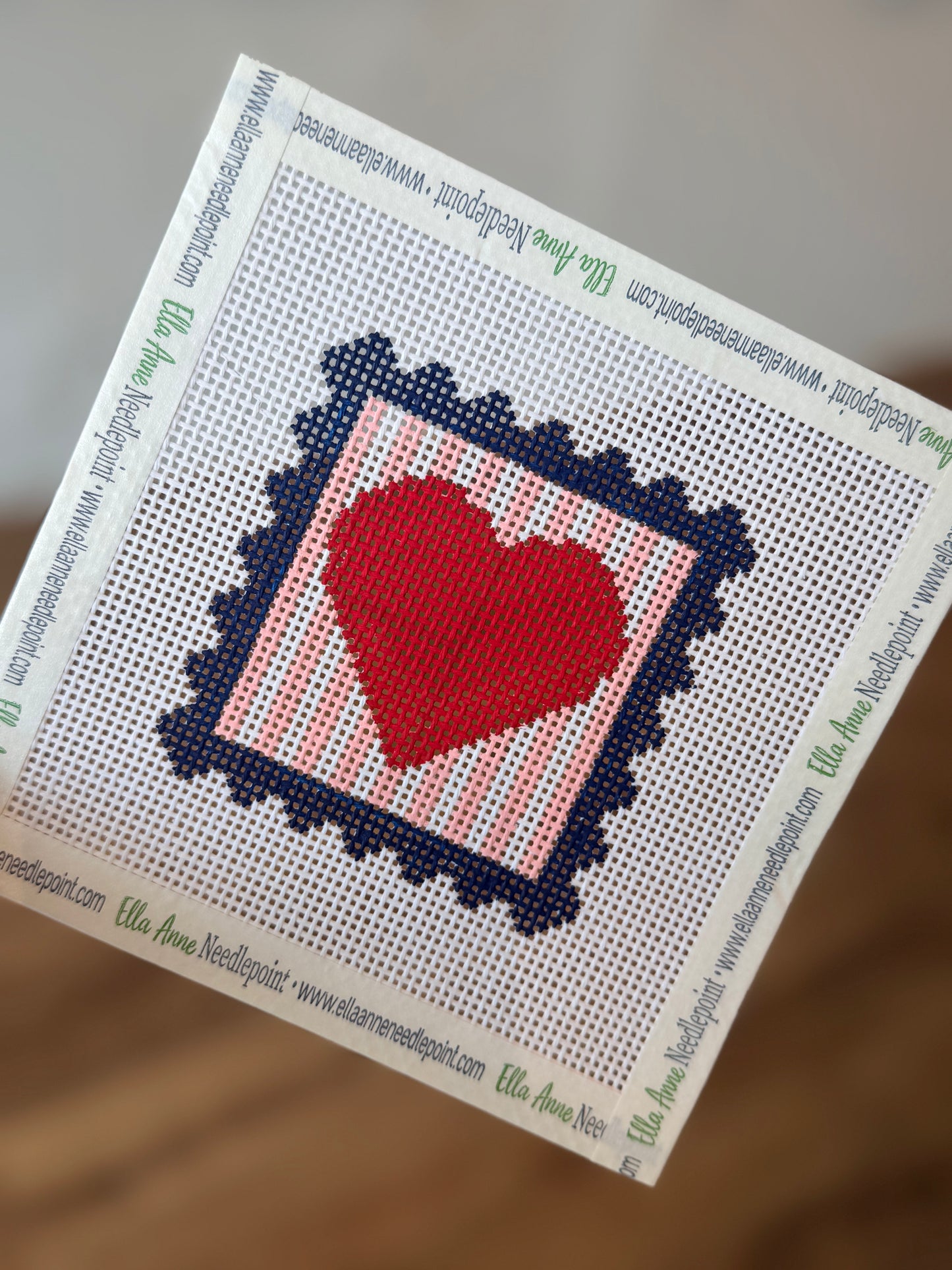Heart with Stripes Postage Stamp Blue| Beginner Canvas
