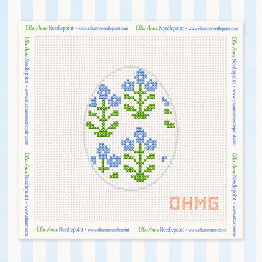Blue Floral Egg