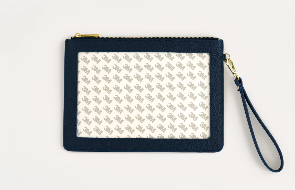 Self Finishing Leather Wristlet in Classic Navy