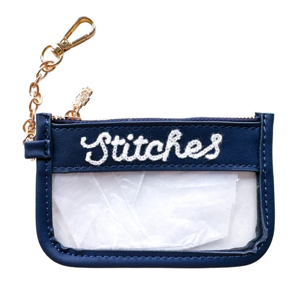 Mini Navy Stitches Clear Zip Pouches