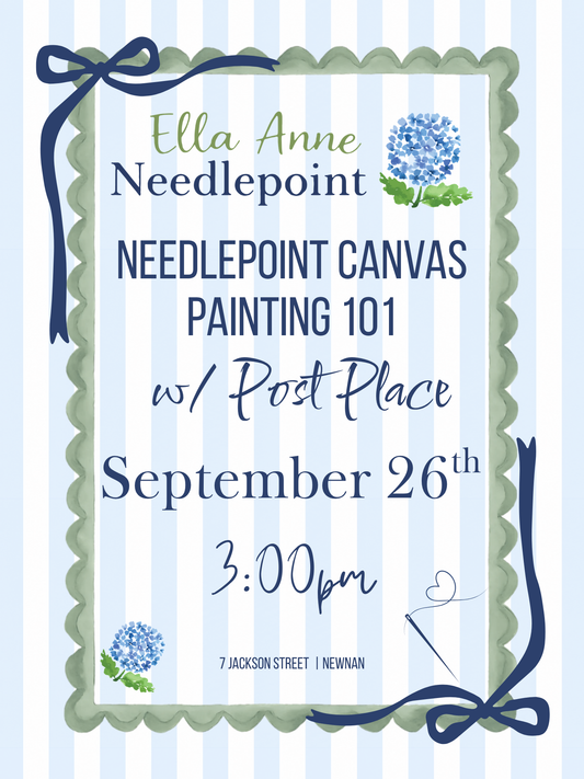 Needlepoint Canvas Painting 101 w/ Post Place September 26th at 3PM