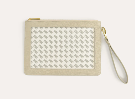 Self Finishing Leather Wristlet in Soft Cream