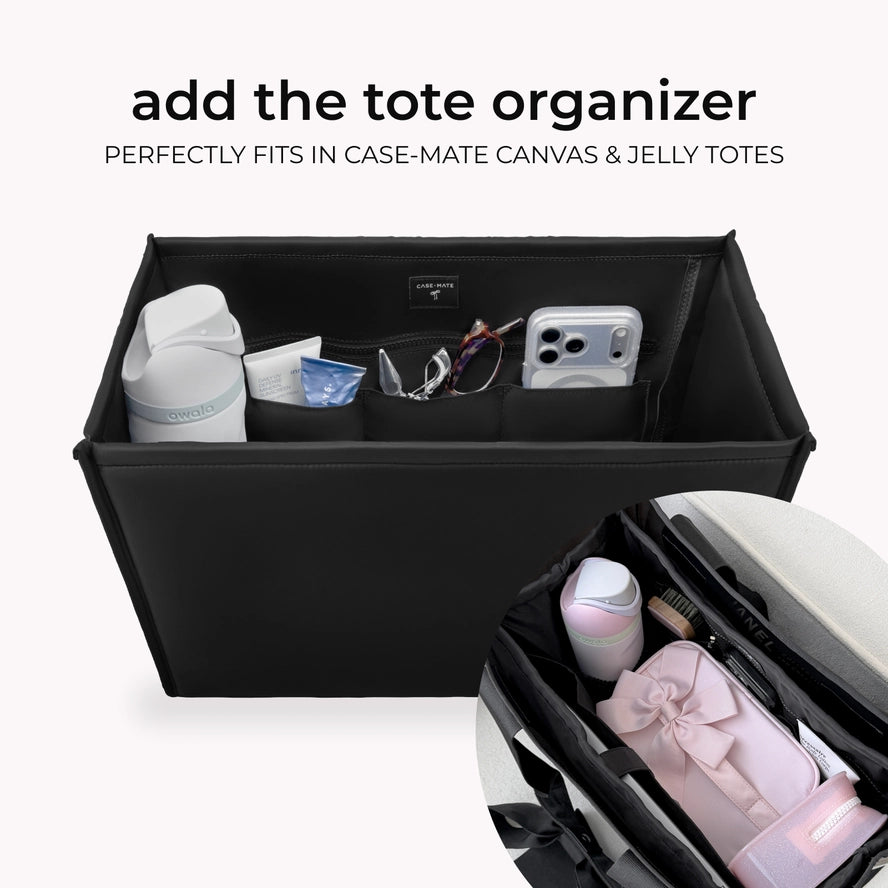Case-Mate Tortoiseshell Bow Jelly Tote Bag + Insert Organizer
